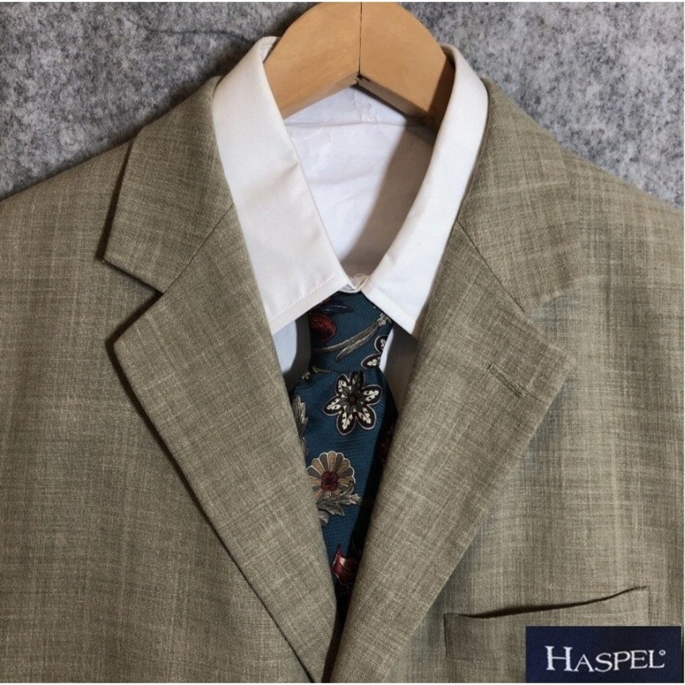 Haspel Blazer Men 40R Linen Blend Suit Coat Jacket Office Career Casual